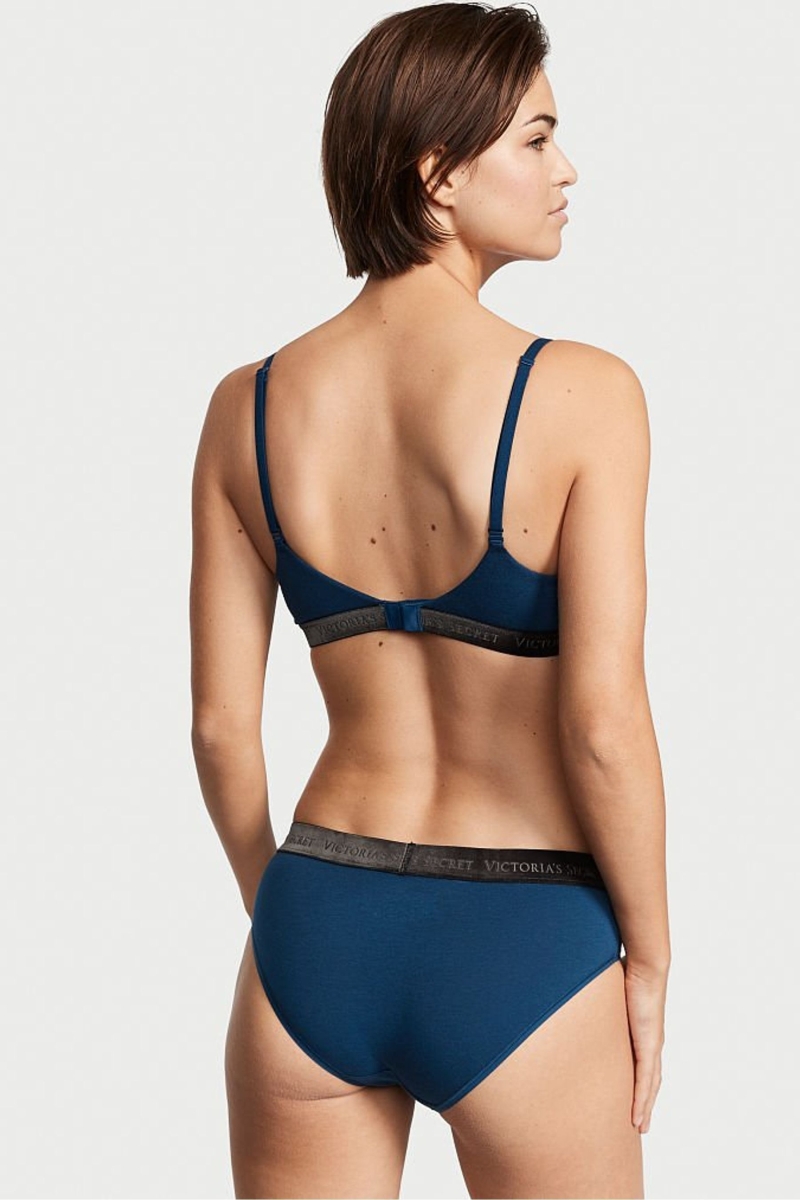 Victoria's Secret Stretch Bavlnene Stretch Bavlnene Logo Pásom Hipster Nohavičky Modre | SK-5142FNT