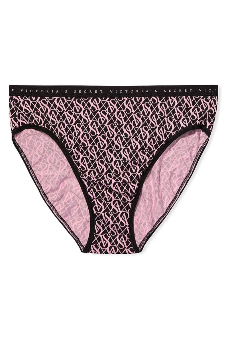 Victoria's Secret Stretch Bavlnene Stretch Bavlnene High Leg Brief Nohavičky Čierne | SK-5362VSK