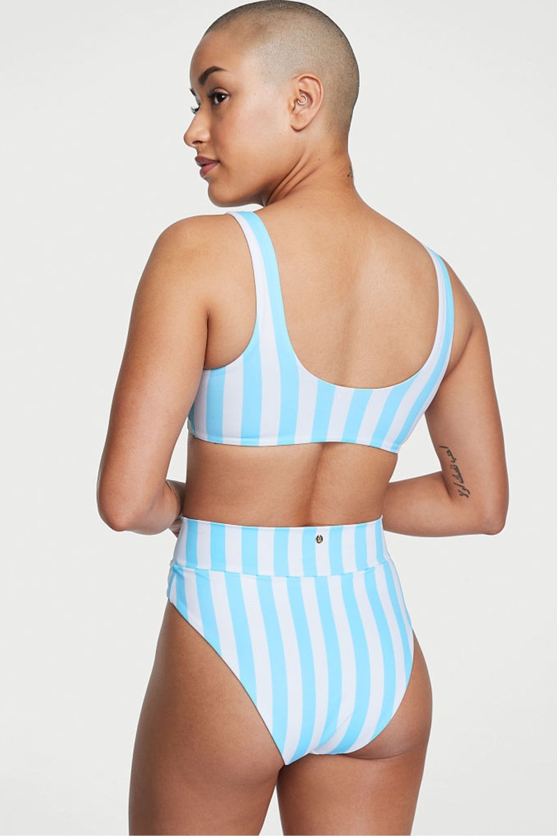 Victoria's Secret Swim Bikiny Bottom Modre Pruhované | SK-3615AZX