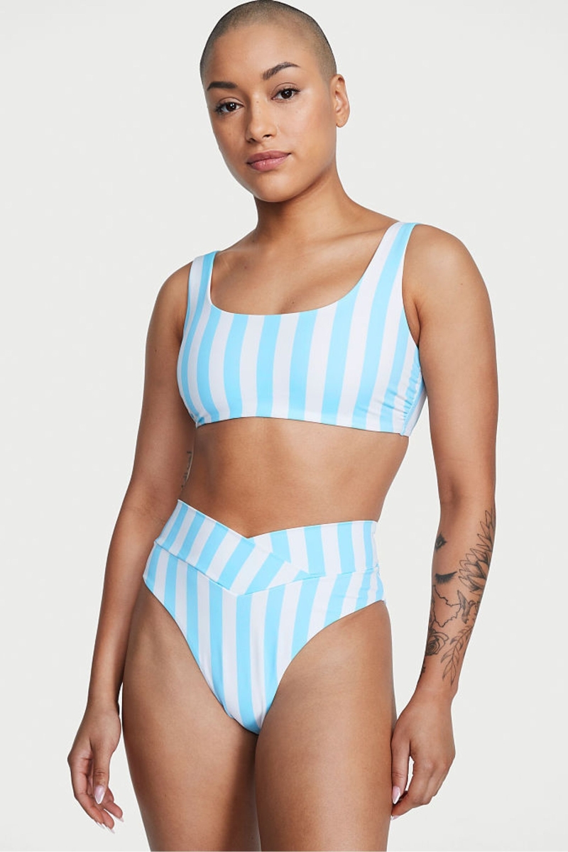 Victoria\'s Secret Swim Bikiny Bottom Modre Pruhované | SK-3615AZX