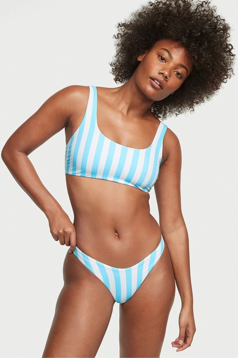 Victoria\'s Secret Swim Bikiny Bottom Modre Pruhované | SK-6970XNJ