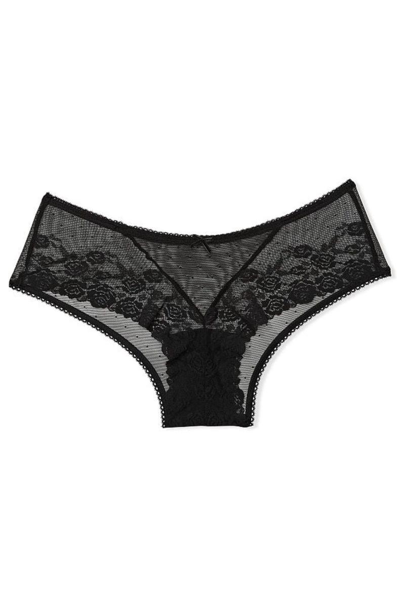 Victoria's Secret The Lacie Cipkovane Cheeky Nohavičky Čierne | SK-2965SDH