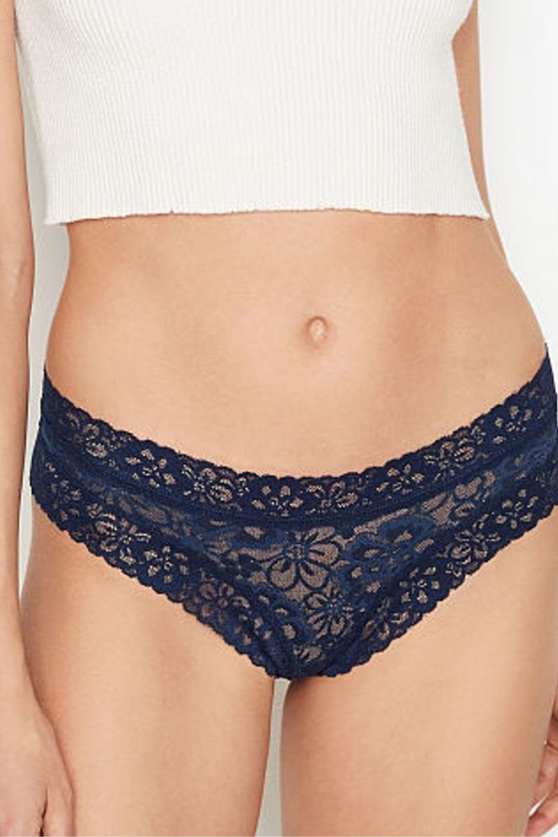 Victoria\'s Secret The Lacie Cipkovane Cheeky Nohavičky Námornícka Modrá Modre | SK-4208FZE