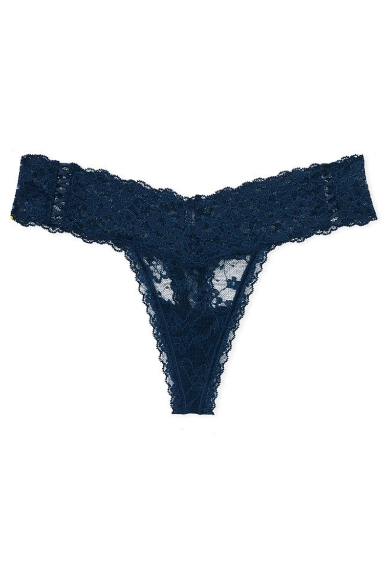 Victoria's Secret The Lacie Cipkovane Tanga Nohavičky Čierne | SK-0215SIB