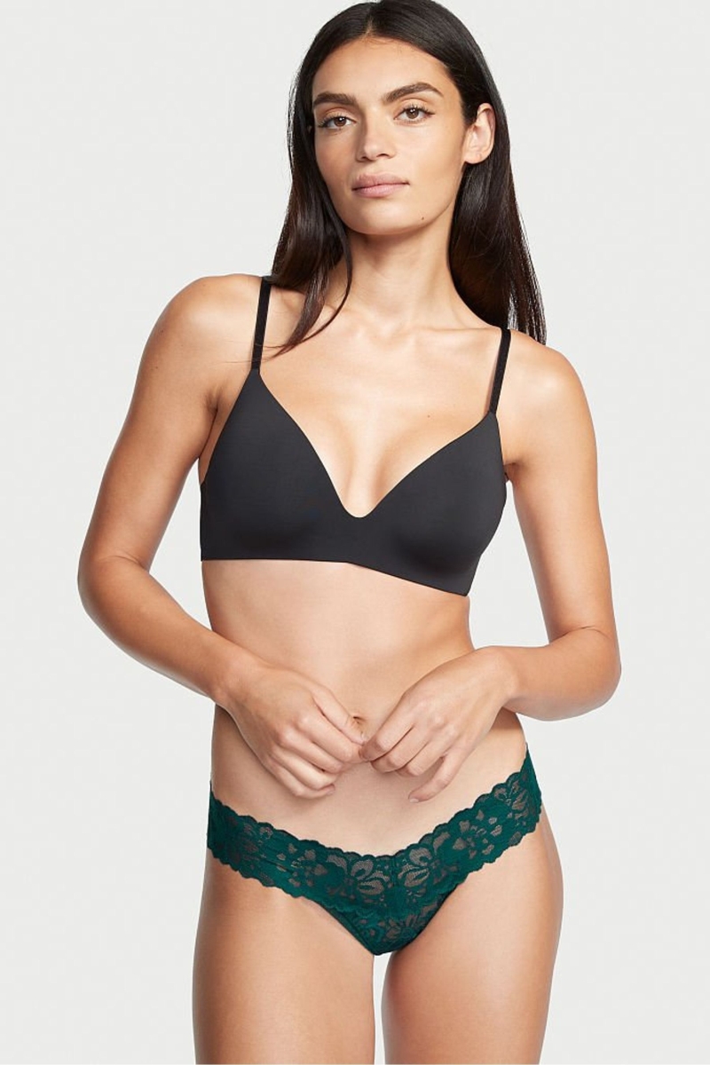 Victoria\'s Secret The Lacie Cipkovane Tanga Nohavičky Čierne | SK-1608HSN