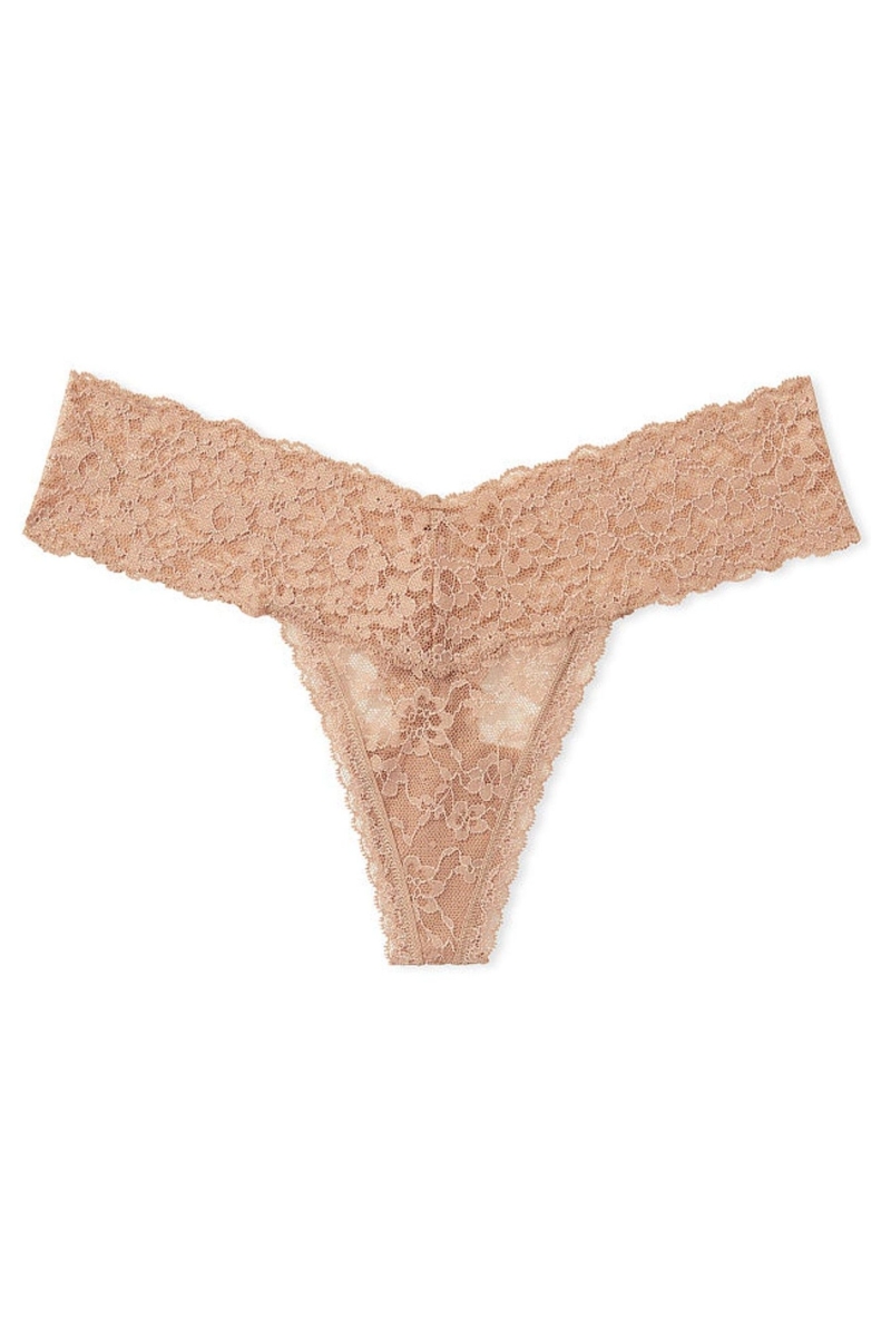 Victoria's Secret The Lacie Cipkovane Tanga Nohavičky Čierne | SK-6279NKD