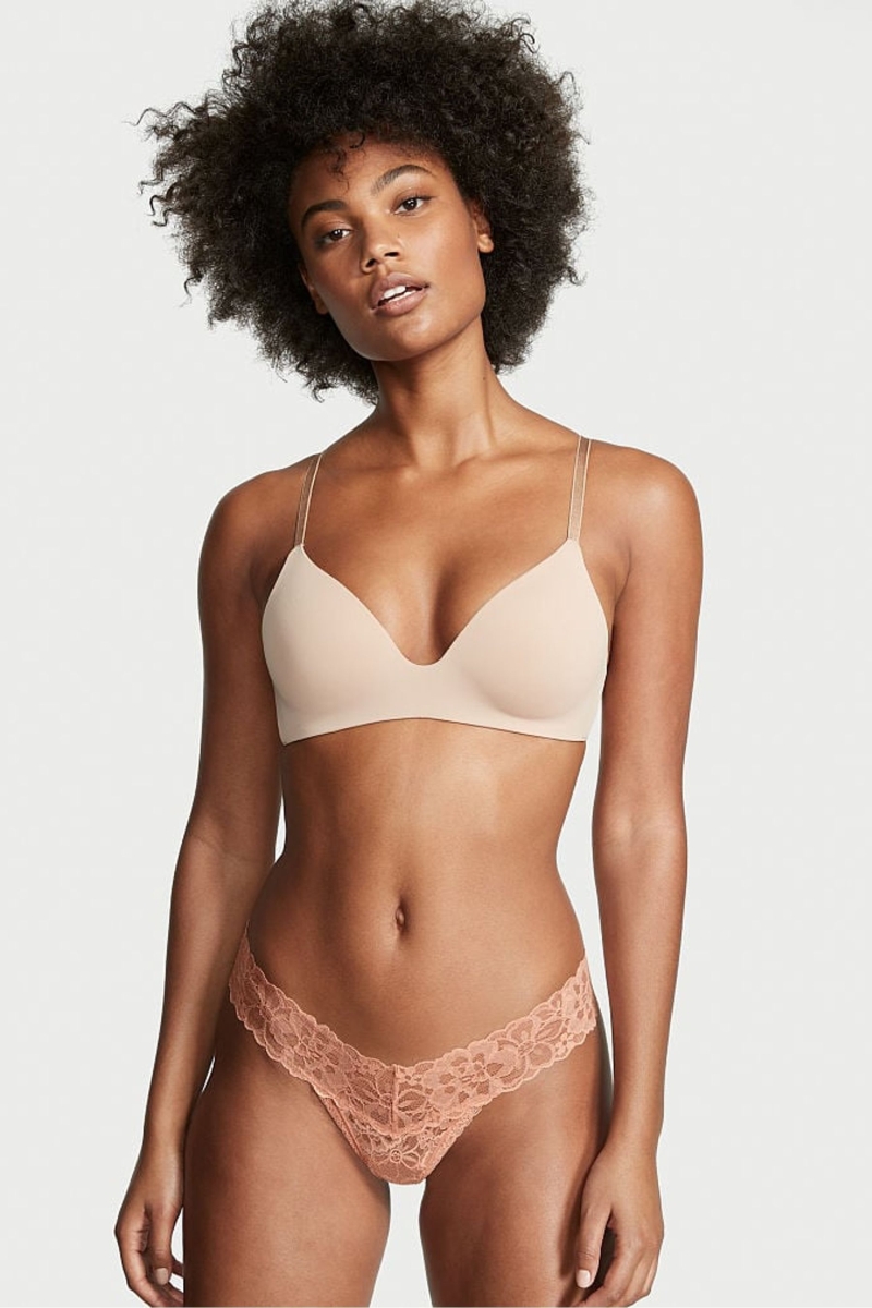 Victoria\'s Secret The Lacie Cipkovane Tanga Nohavičky Čierne | SK-6932TOC