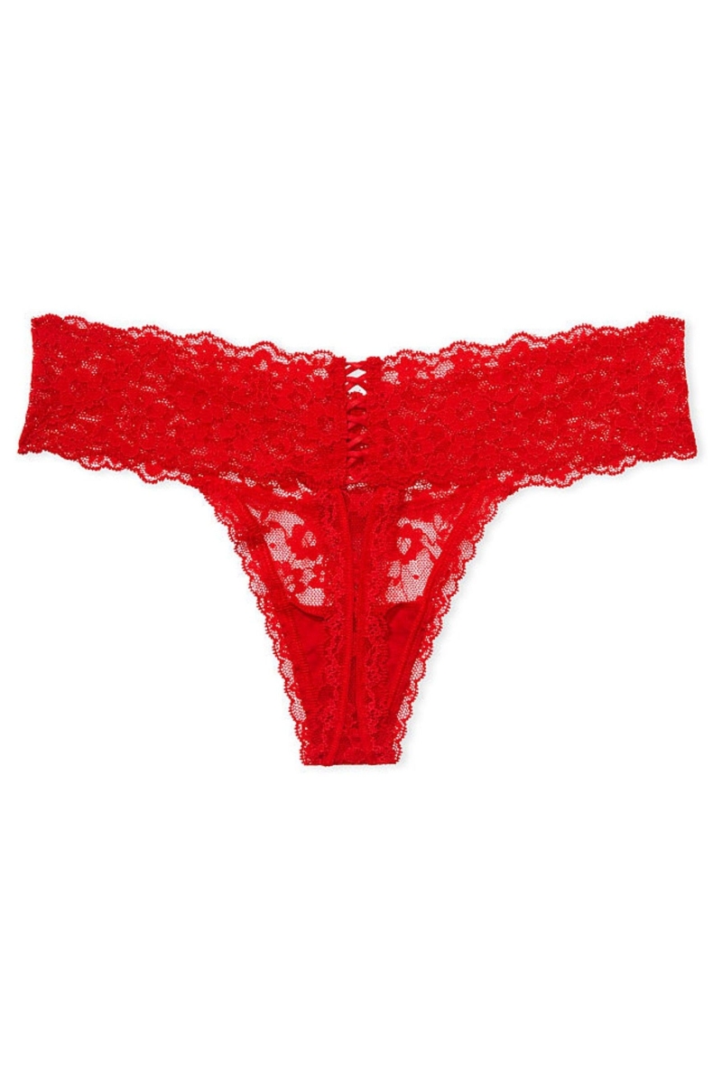 Victoria's Secret The Lacie Cipkovane Tanga Nohavičky Čierne | SK-7205JIY