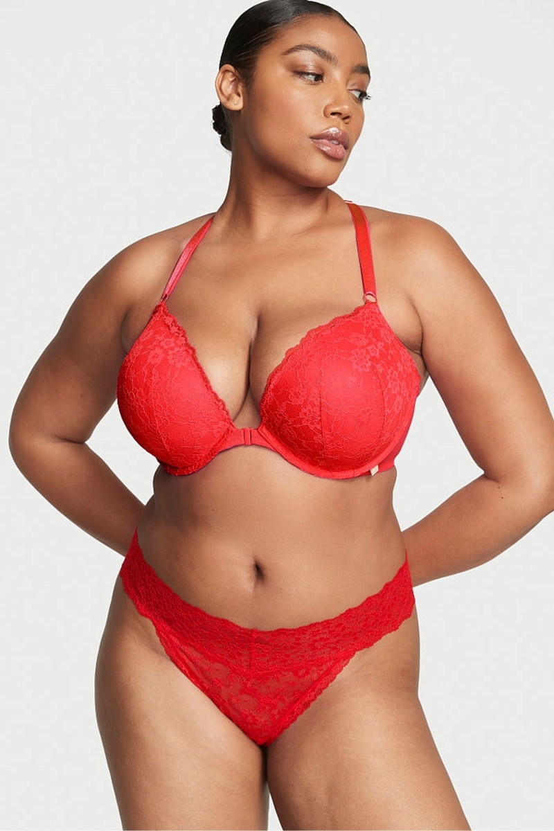 Victoria\'s Secret The Lacie Cipkovane Tanga Nohavičky Čierne | SK-7205JIY