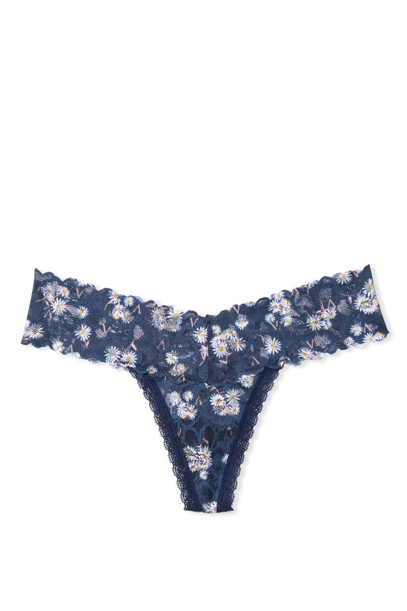 Victoria's Secret The Lacie Cipkovane Tanga Nohavičky Modre | SK-7435QRK