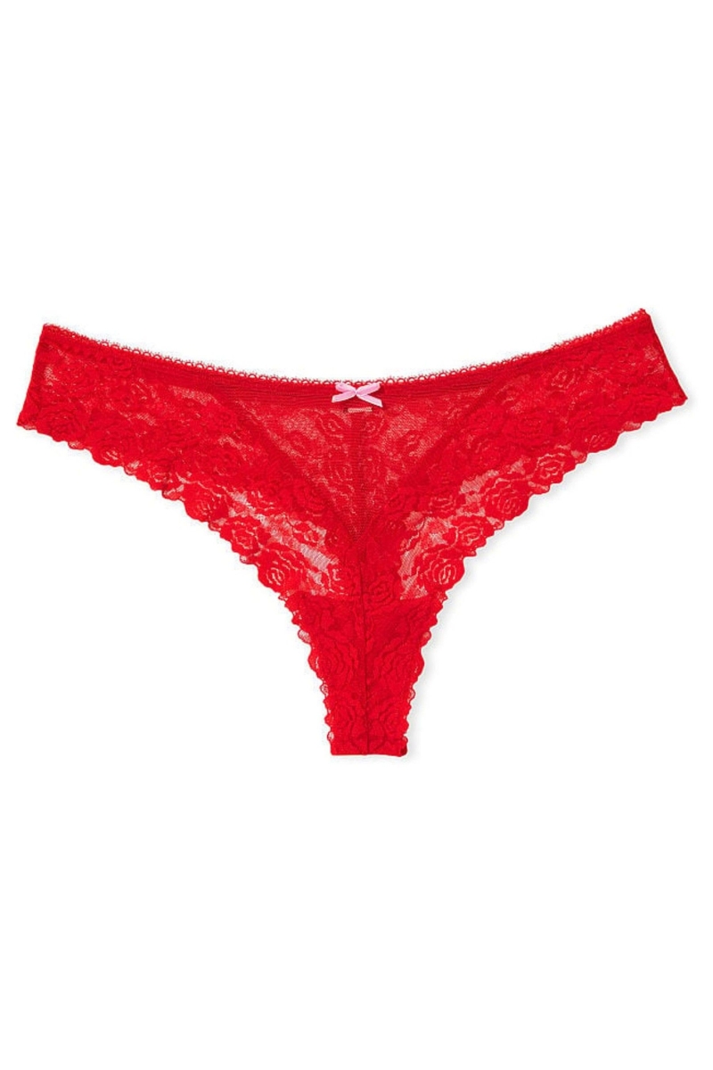 Victoria's Secret The Lacie Cipkovane Tanga Nohavičky Červené | SK-9761YRO