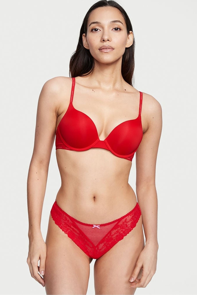 Victoria\'s Secret The Lacie Cipkovane Tanga Nohavičky Červené | SK-9761YRO