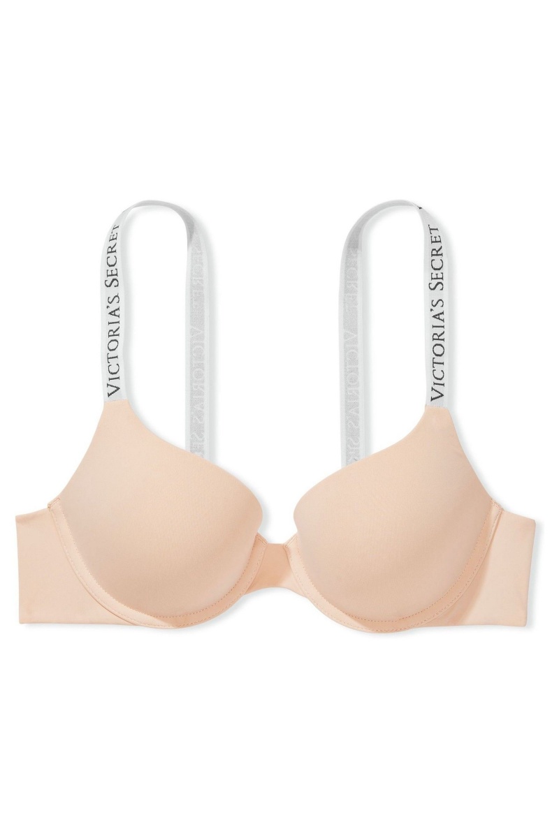 Victoria's Secret The T-Shirt Full Coverage Push Up Logo Bra Champagne Nude | SK-6943FWU