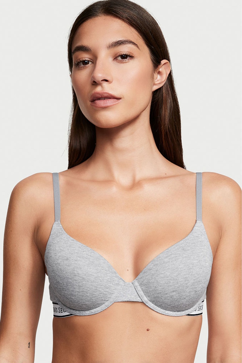 Victoria\'s Secret The T-Shirt Lightly Podsite Demi Logo Bra Siva | SK-1589ITG