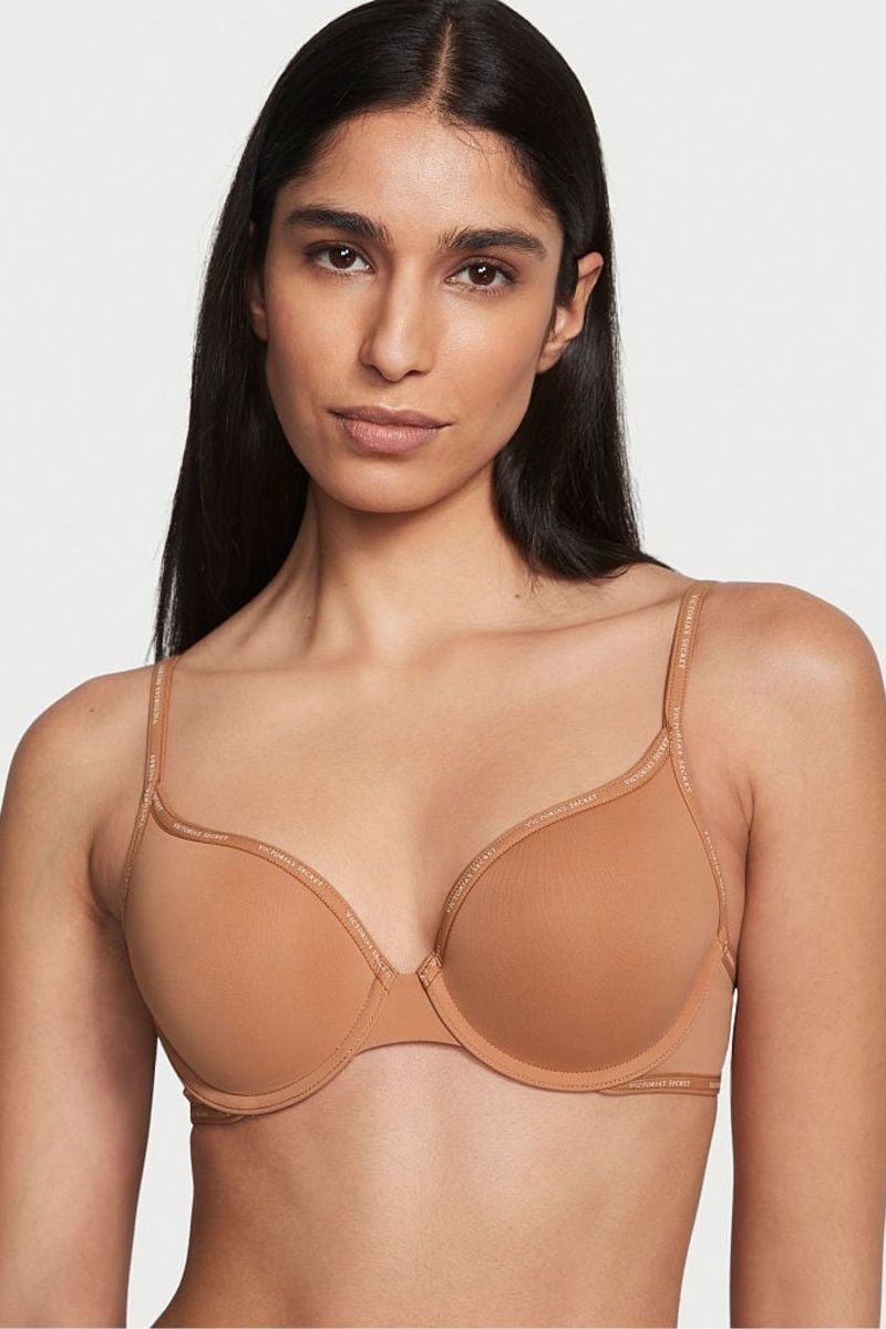 Victoria\'s Secret The T-Shirt Lightly Podsite Logo Remienkove Full Cup Bra Honey Glow Nude | SK-4527LQB