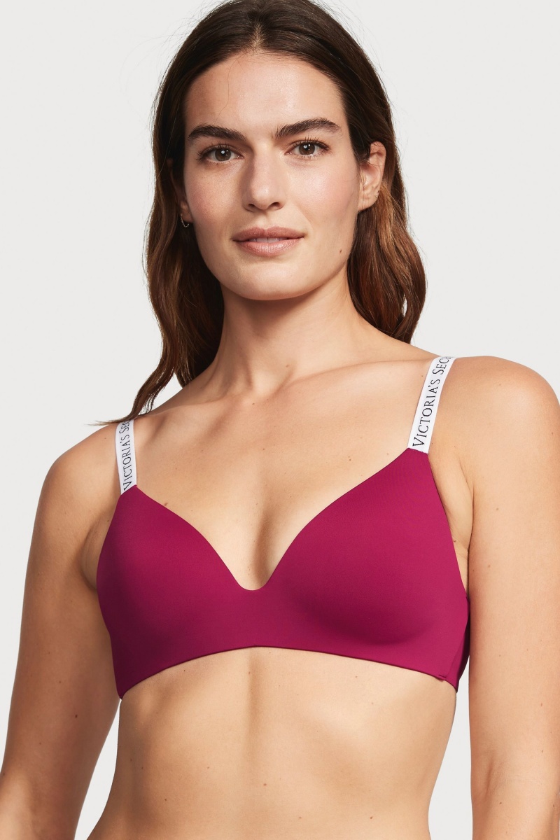 Victoria's Secret The T-Shirt Non Wired Logo T-Shirt Bra Červené | SK-0841ERG