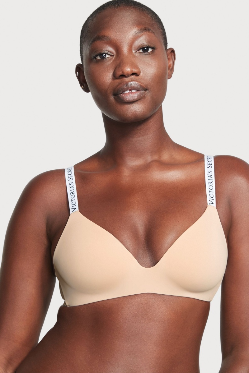 Victoria's Secret The T-Shirt Non Wired Logo T-Shirt Bra Modre | SK-3785XIK