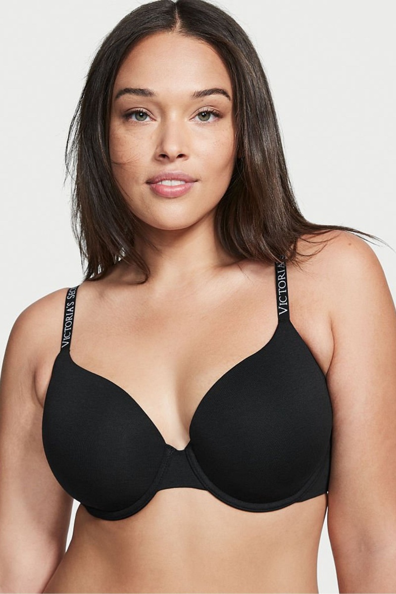 Victoria's Secret The T-Shirt Push Up Logo Remienkove Bra Čierne | SK-5346RGE