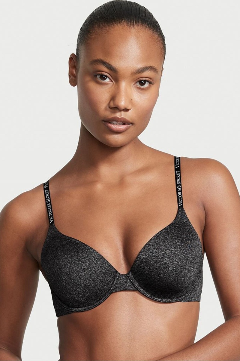 Victoria\'s Secret The T-Shirt Smooth Logo Remienkove Lightly Podsite Full Cup T-Shirt Bra Čierne | SK-2813MYJ