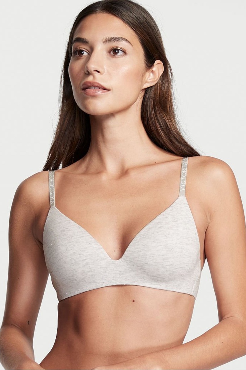 Victoria\'s Secret The T-Shirt Smooth Logo Remienkove Lightly Podsite Non Wired T-Shirt Bra Siva | SK-6975MNW