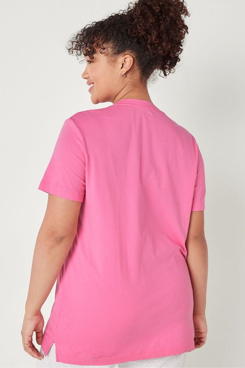 Victoria's Secret V Neck Kratke Sleeve T-Shirt Ruzove | SK-7349LYH