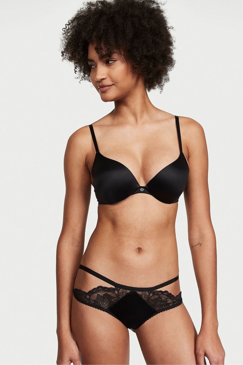 Victoria\'s Secret Very Sexy Cipkovane Cheeky Nohavičky Čierne | SK-4073BTF