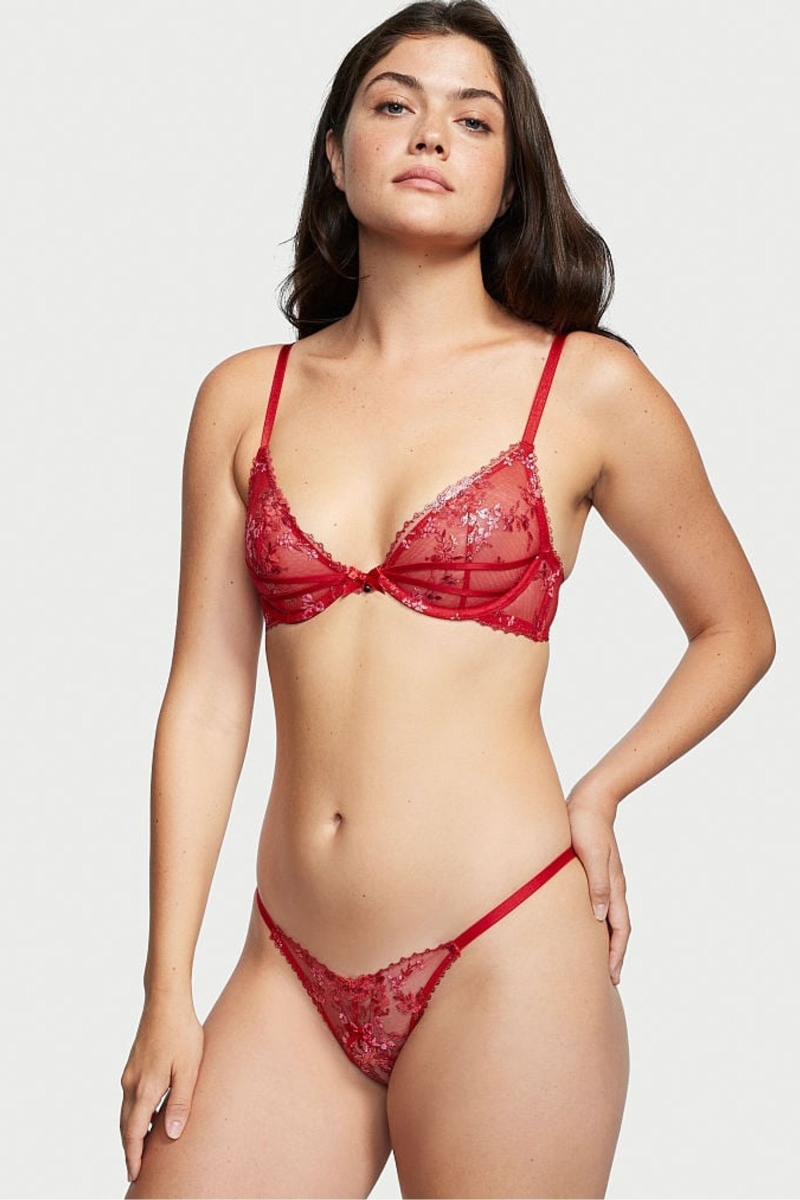 Victoria\'s Secret Very Sexy Cipkovane G String Nohavičky Červené | SK-3187CMB