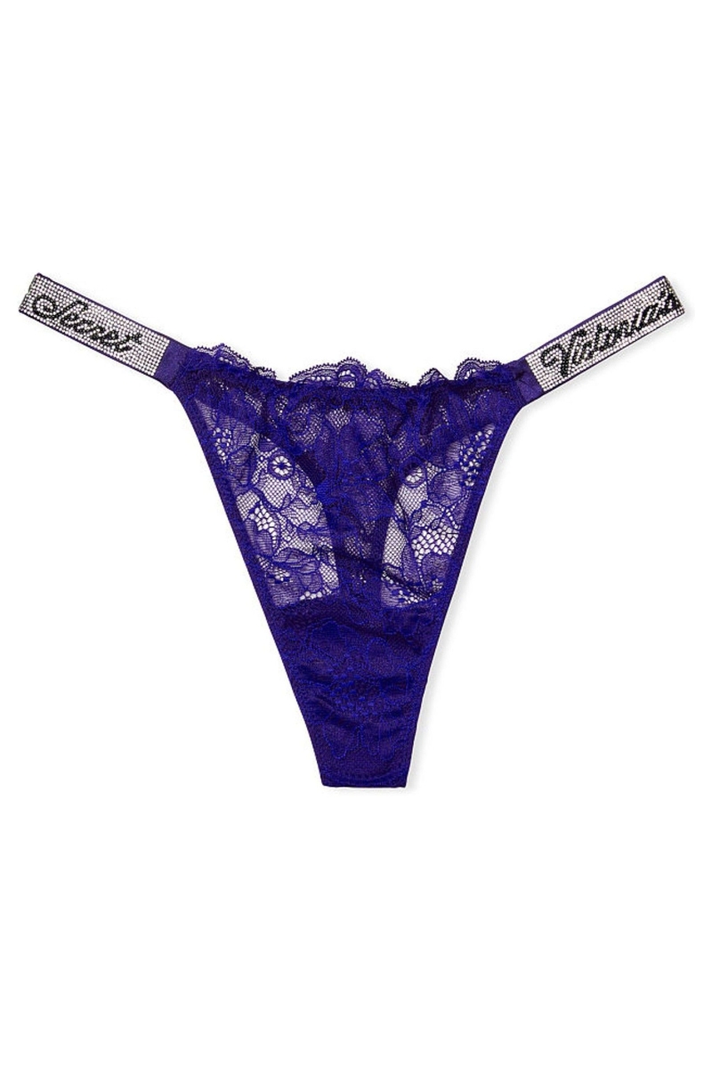 Victoria's Secret Very Sexy Cipkovane Shine Remienkove Tanga Nohavičky Čierne | SK-5391FSG