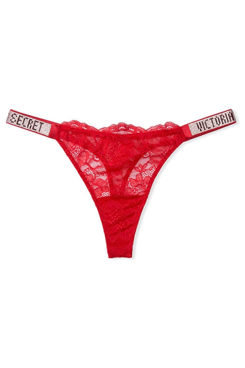 Victoria's Secret Very Sexy Cipkovane Shine Remienkove Tanga Nohavičky Červené | SK-6407TYO