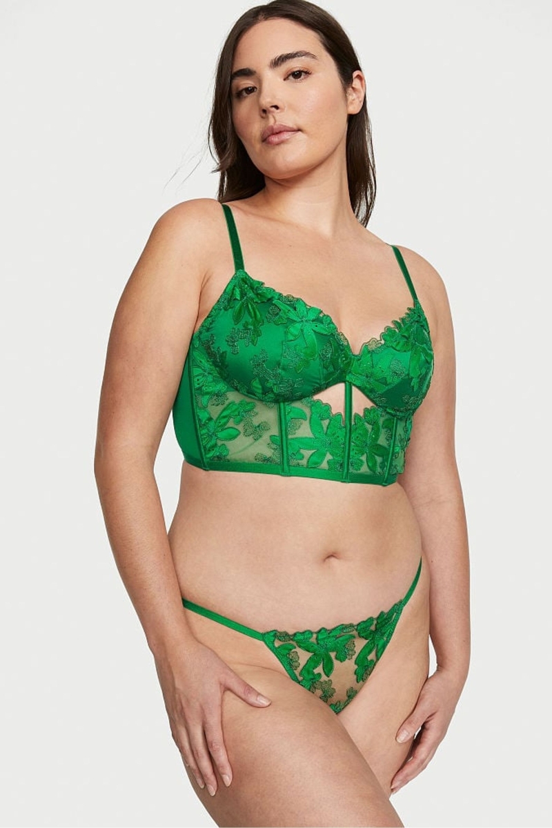 Victoria's Secret Very Sexy Embroidered Crotchless Brazilian Nohavičky Zelene | SK-0237OJH