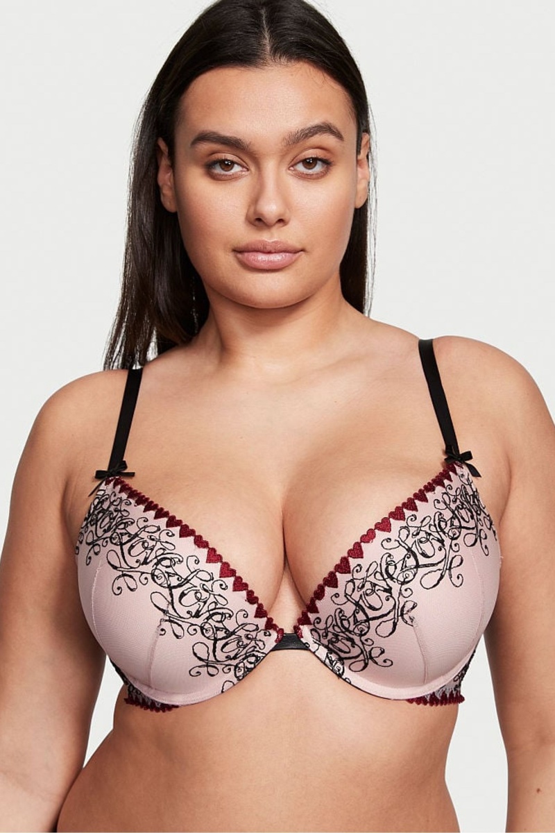 Victoria\'s Secret Very Sexy Embroidery Push Up Bra Ruzove | SK-3781QTI