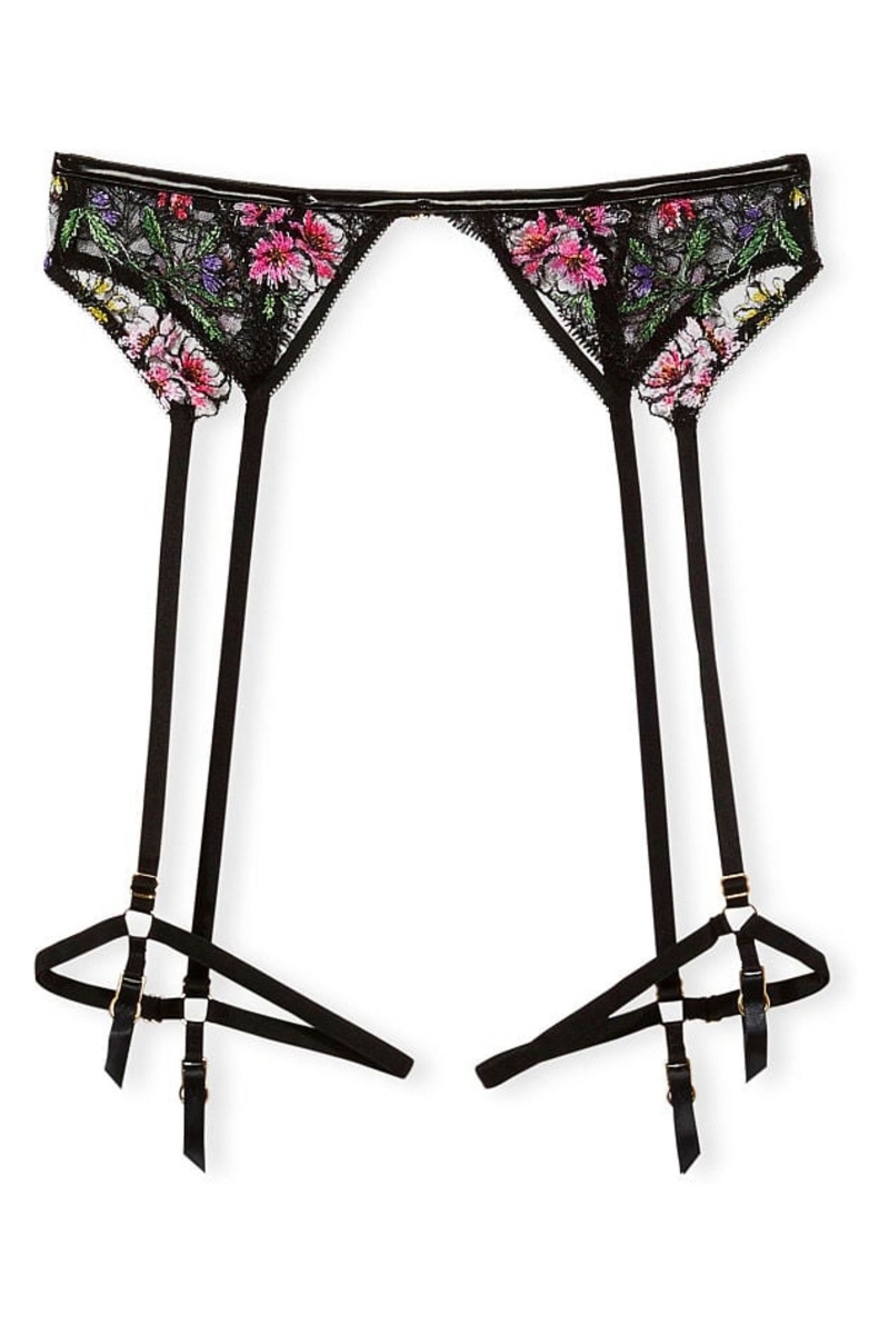 Victoria\'s Secret Very Sexy Floral Embroidered Garter Belt Čierne | SK-5189SYW