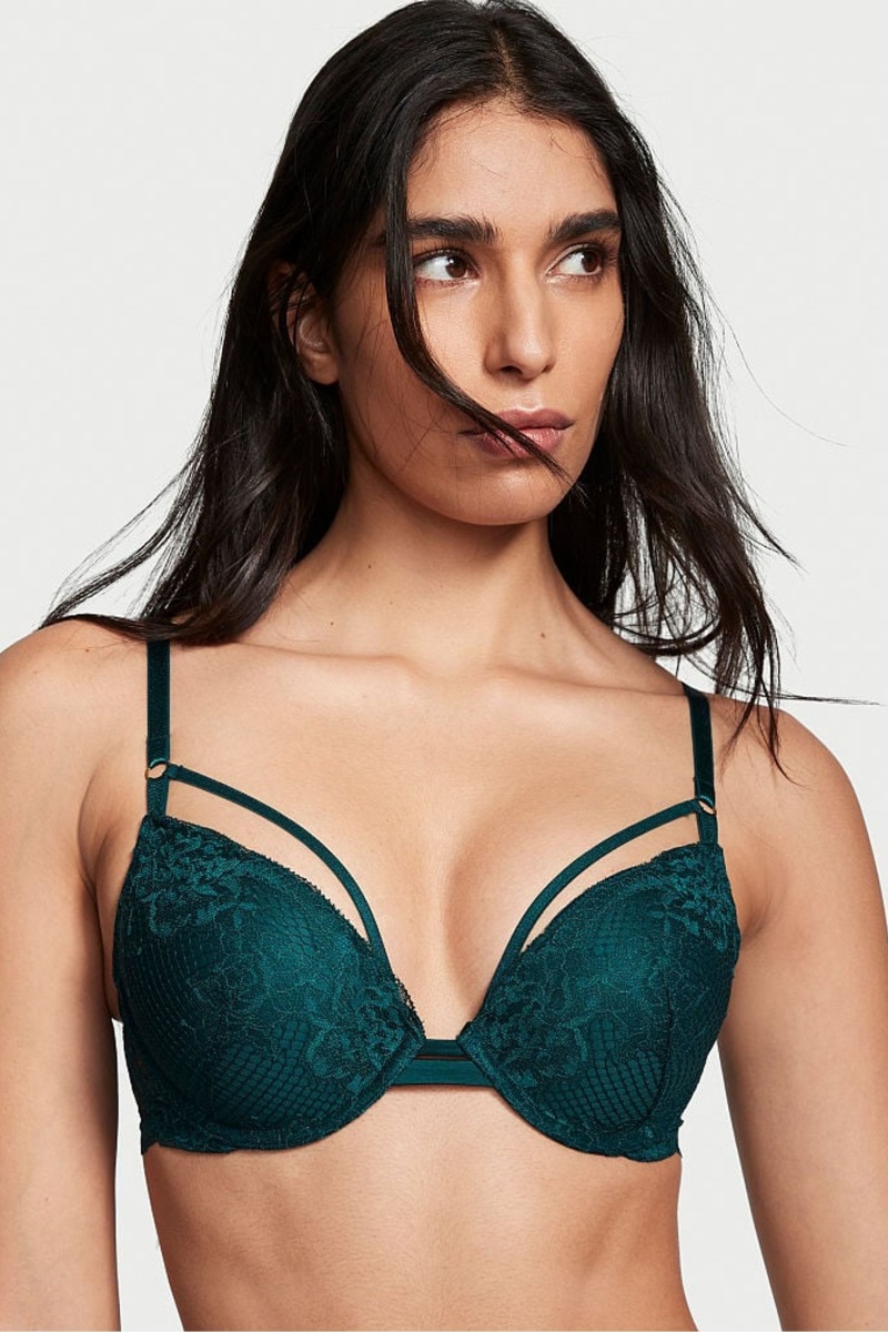 Victoria's Secret Very Sexy Remienkové Fishnet Cipkovane Bra Čierne Zelene | SK-3180MCJ