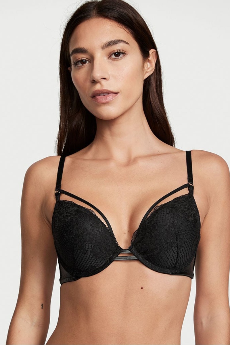 Victoria\'s Secret Very Sexy Remienkové Fishnet Cipkovane Bra Čierne | SK-6590BCJ