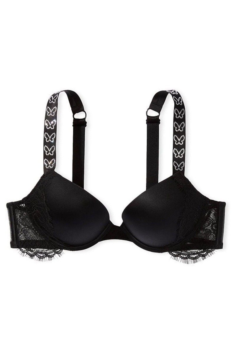 Victoria's Secret Very Sexy Shine Remienkove Cipkovane Wing Plunge Bra Čierne | SK-3819GAX