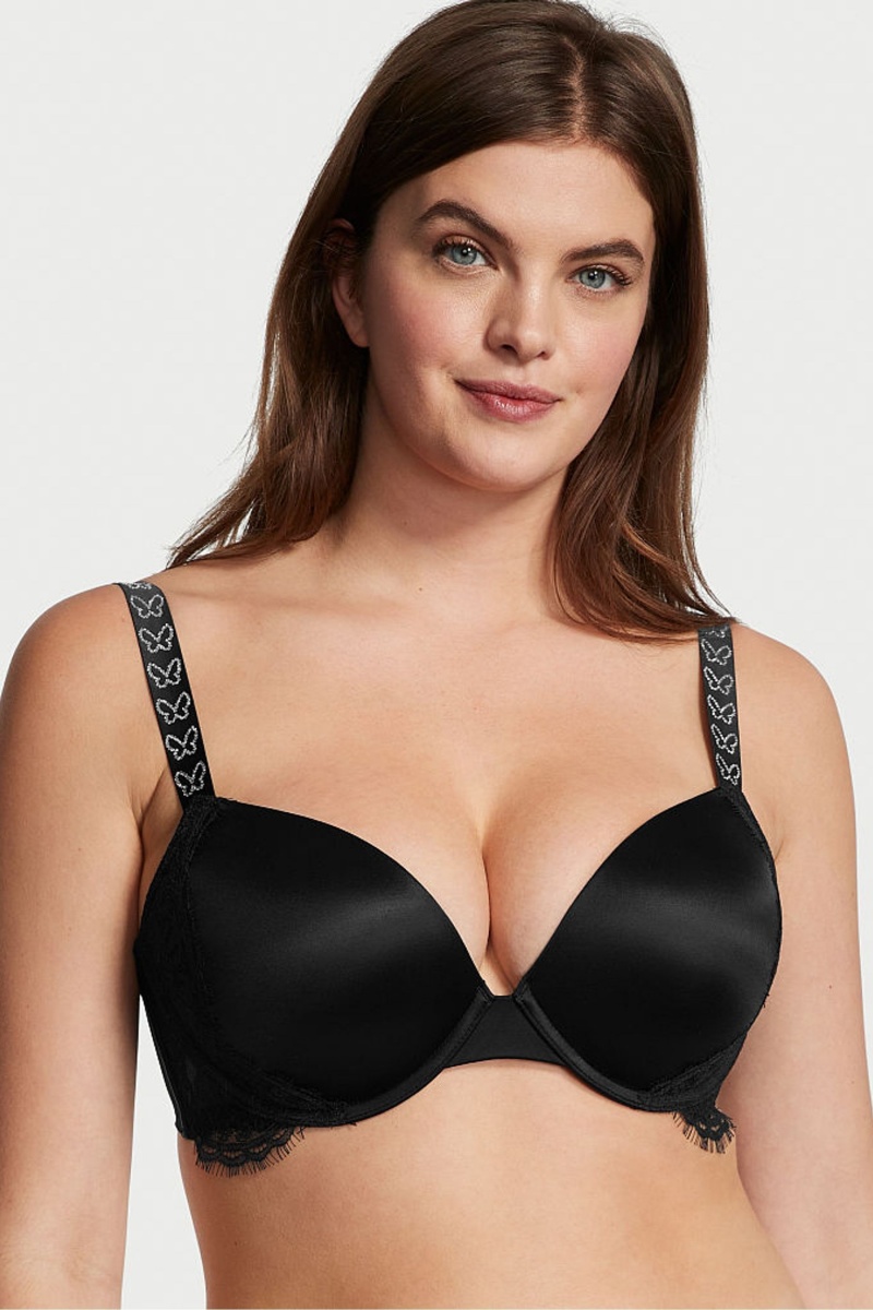 Victoria\'s Secret Very Sexy Shine Remienkove Cipkovane Wing Plunge Bra Čierne | SK-3819GAX