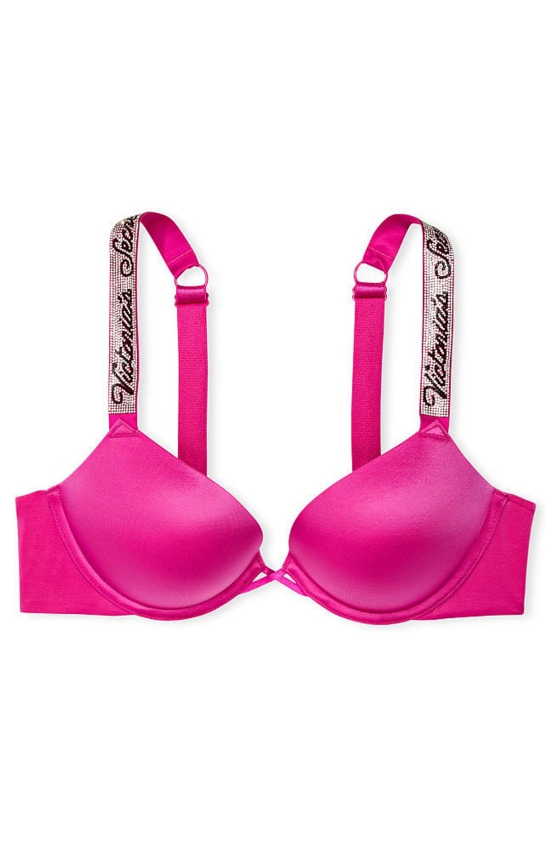 Victoria's Secret Very Sexy Shine Remienkove Add 2 Cups Bombshell Bra Čierne | SK-7290QTI