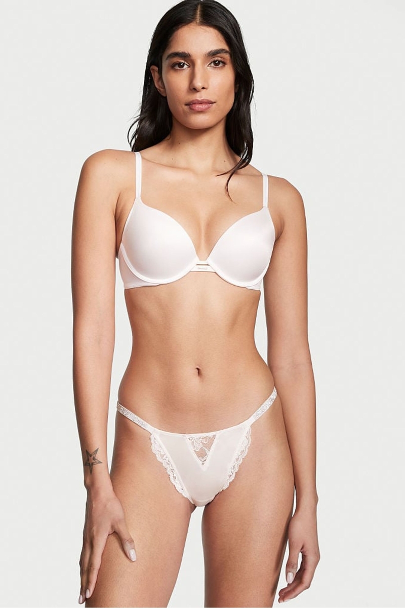 Victoria\'s Secret Very Sexy Shine Remienkove Brazilian Nohavičky Biele | SK-8231XQF