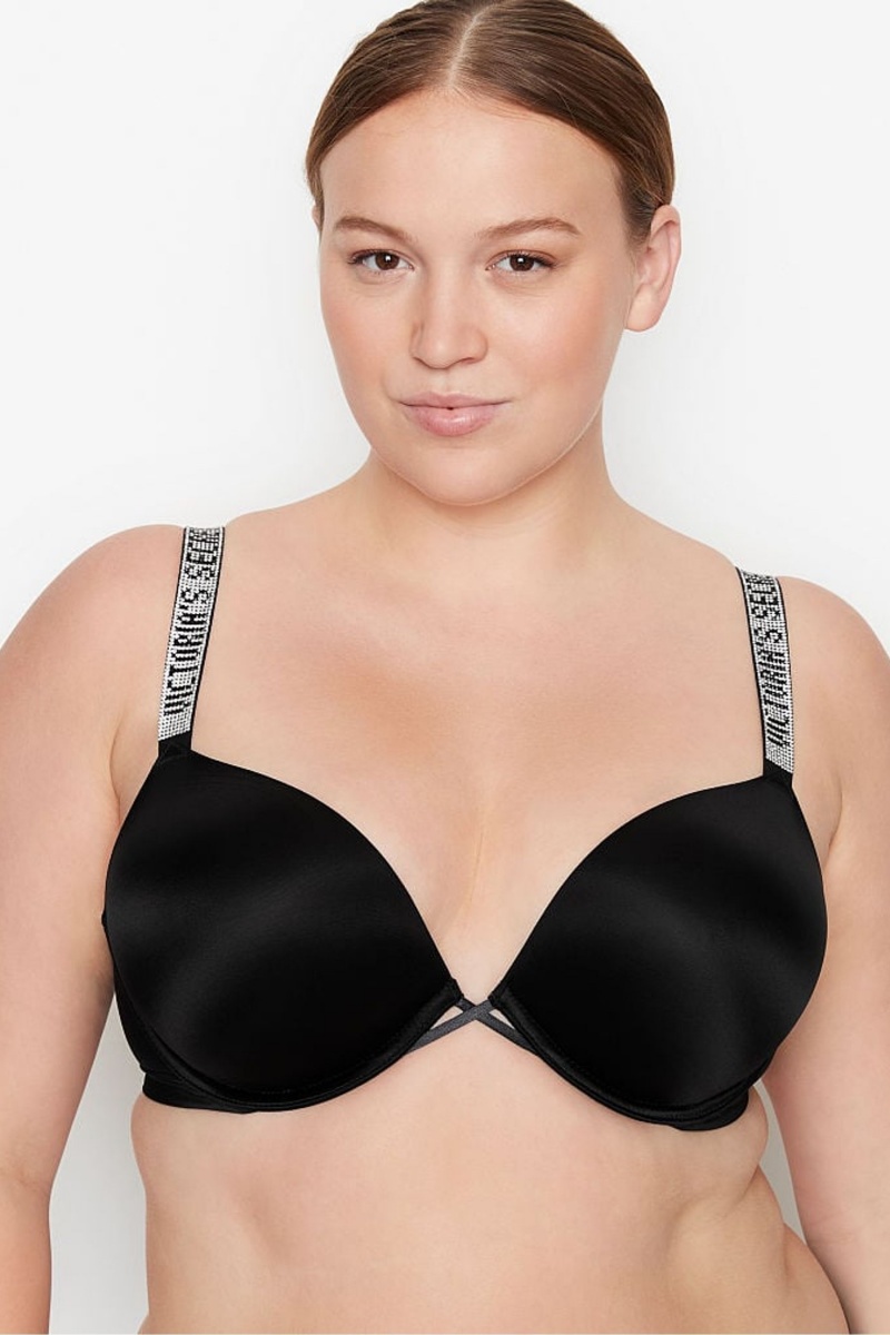 Victoria\'s Secret Very Sexy Shine Remienkove Add 2 Cups Bombshell Bra Čierne | SK-8504MTY