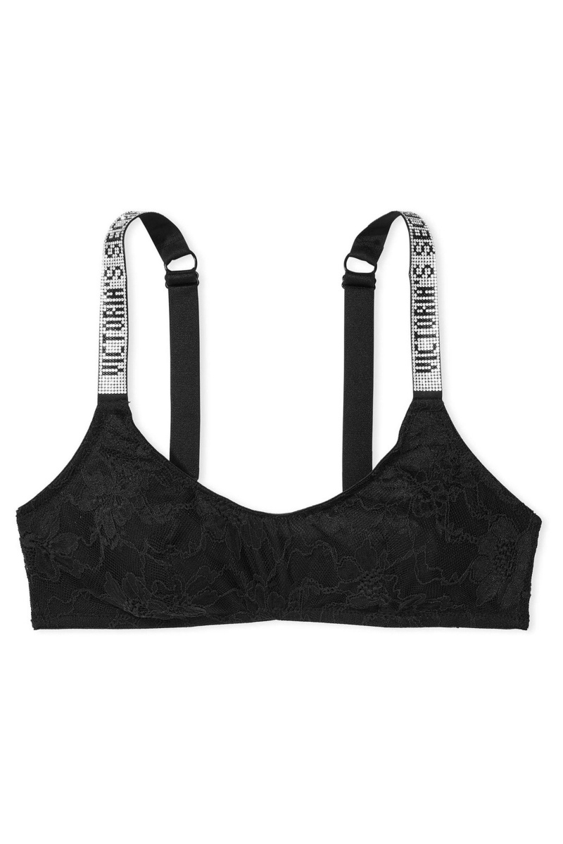 Victoria's Secret Very Sexy Shine Remienkove Cipkovane Bralette Čierne | SK-8742CNX