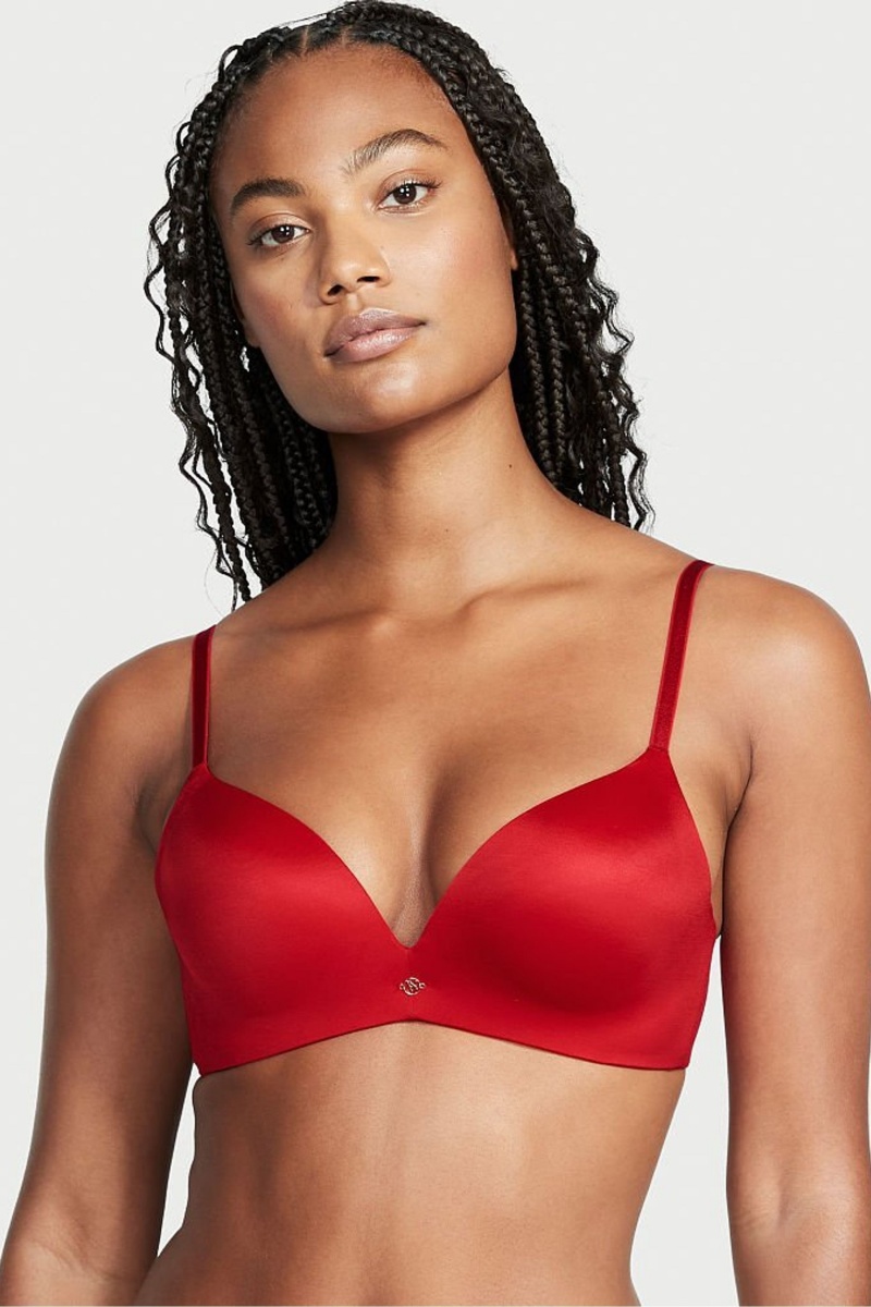 Victoria\'s Secret Very Sexy Smooth Non Wired Plunge Push Up Bra Červené | SK-1394ICS