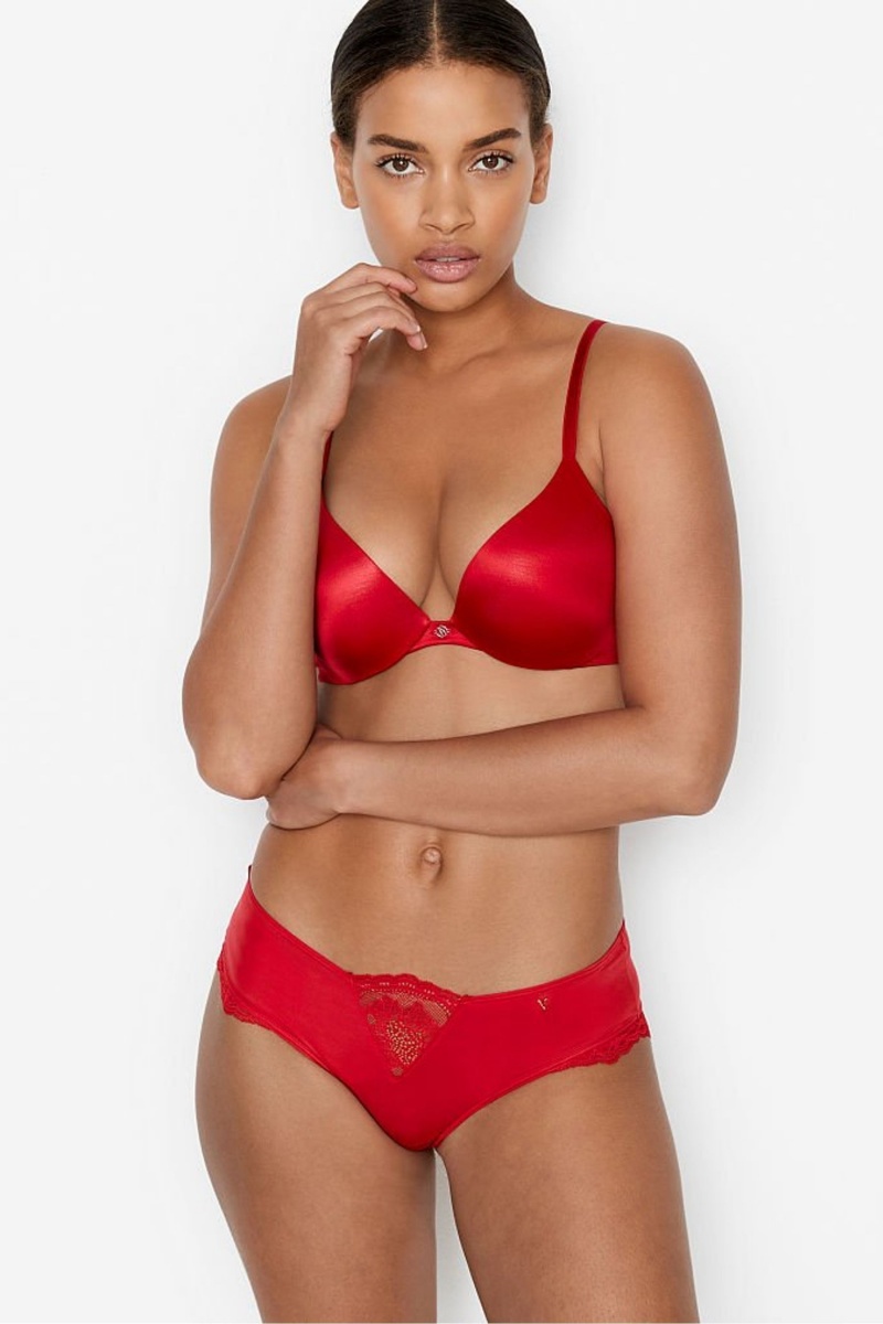 Victoria's Secret Very Sexy Smooth Plunge Push Up Bra Červené | SK-4098NTI