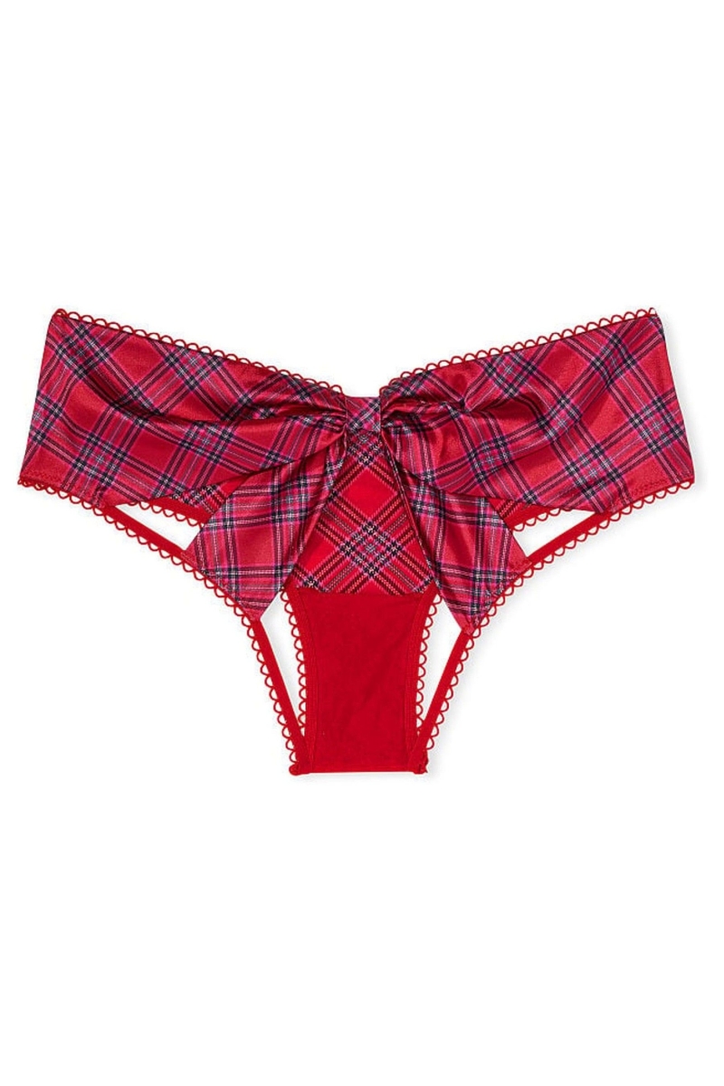 Victoria's Secret Very Sexy Very Sexy Mesh Satin Bow Cutout Back Open Panty Červené | SK-7183BGO