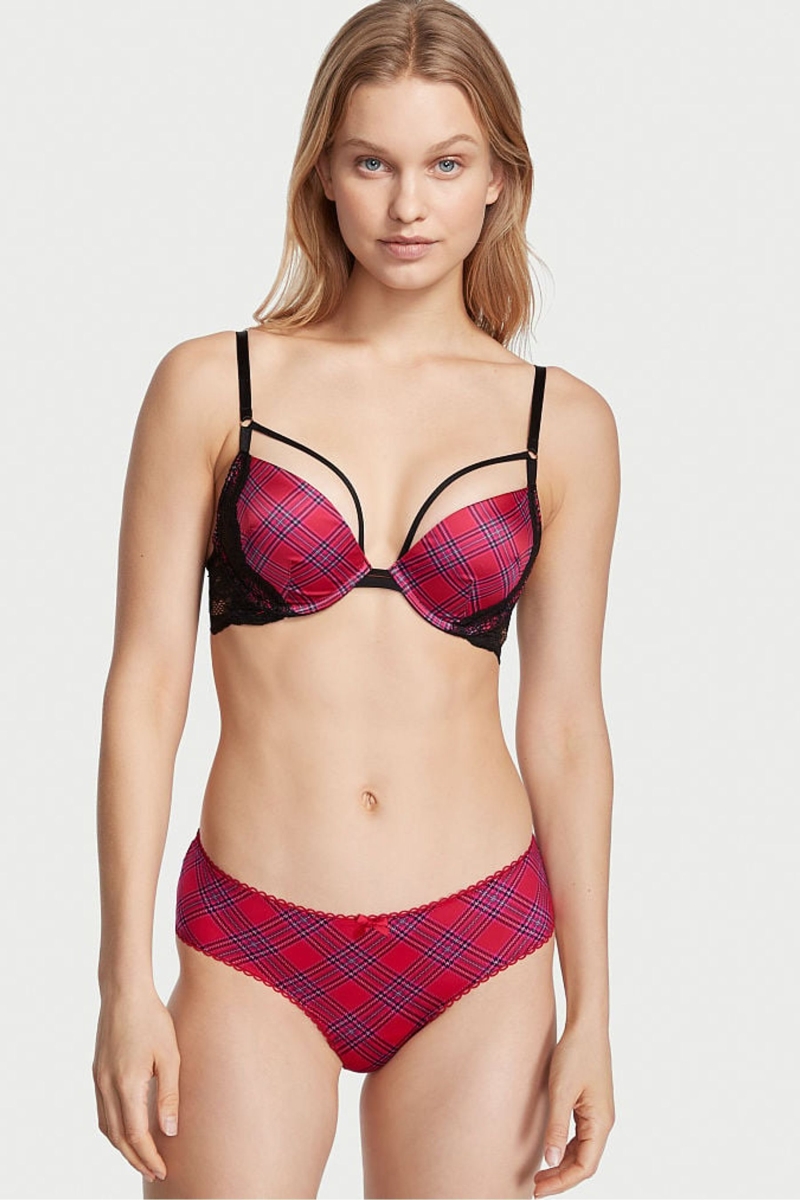 Victoria\'s Secret Very Sexy Very Sexy Mesh Satin Bow Cutout Back Open Panty Červené | SK-7183BGO