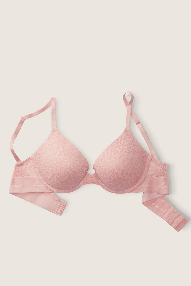 Victoria's Secret Wear Everywhere Cipkovane Push Up T-Shirt Bra Strieborne Ruzove | SK-2957XIY