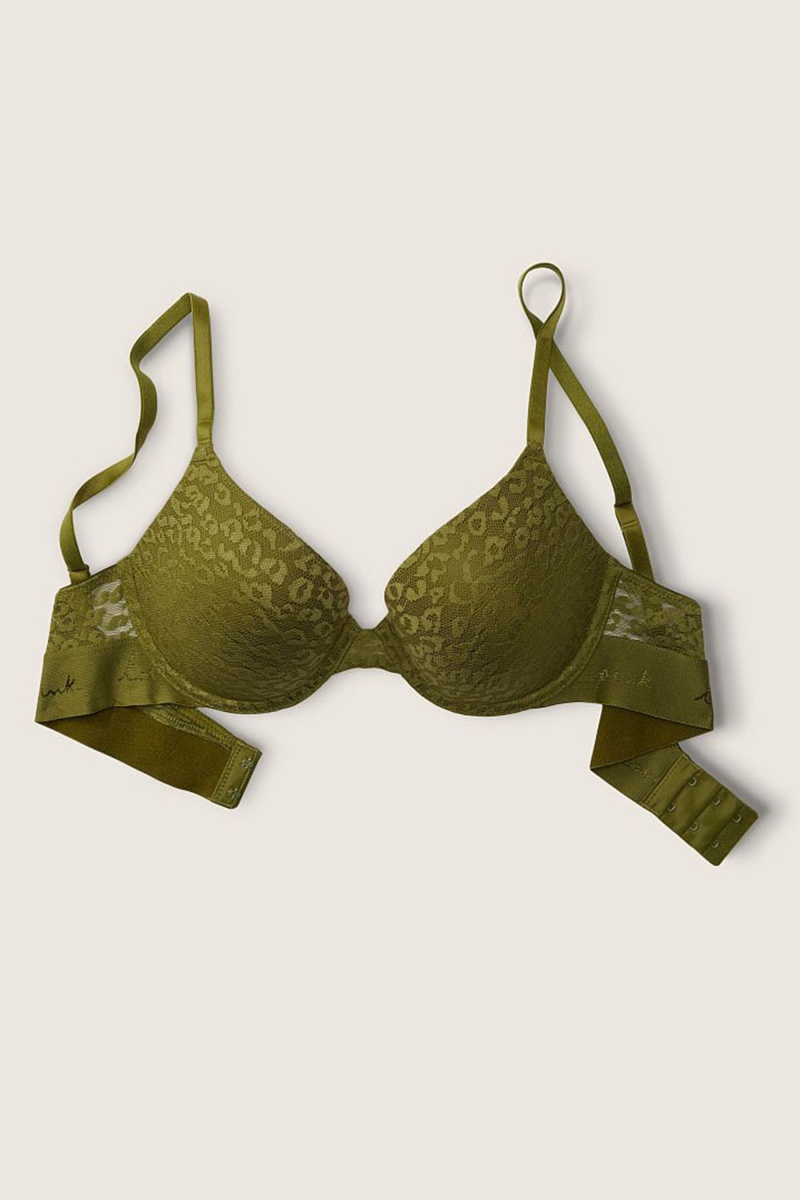 Victoria's Secret Wear Everywhere Cipkovane Push Up T-Shirt Bra Zelene | SK-9816FCD