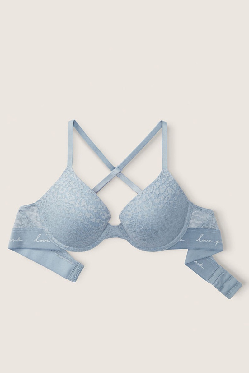 Victoria's Secret Wear Everywhere Cipkovane Push Up T-Shirt Bra Modre | SK-9820EPL