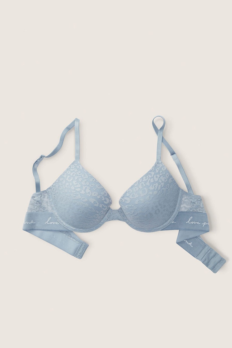 Victoria\'s Secret Wear Everywhere Cipkovane Push Up T-Shirt Bra Modre | SK-9820EPL