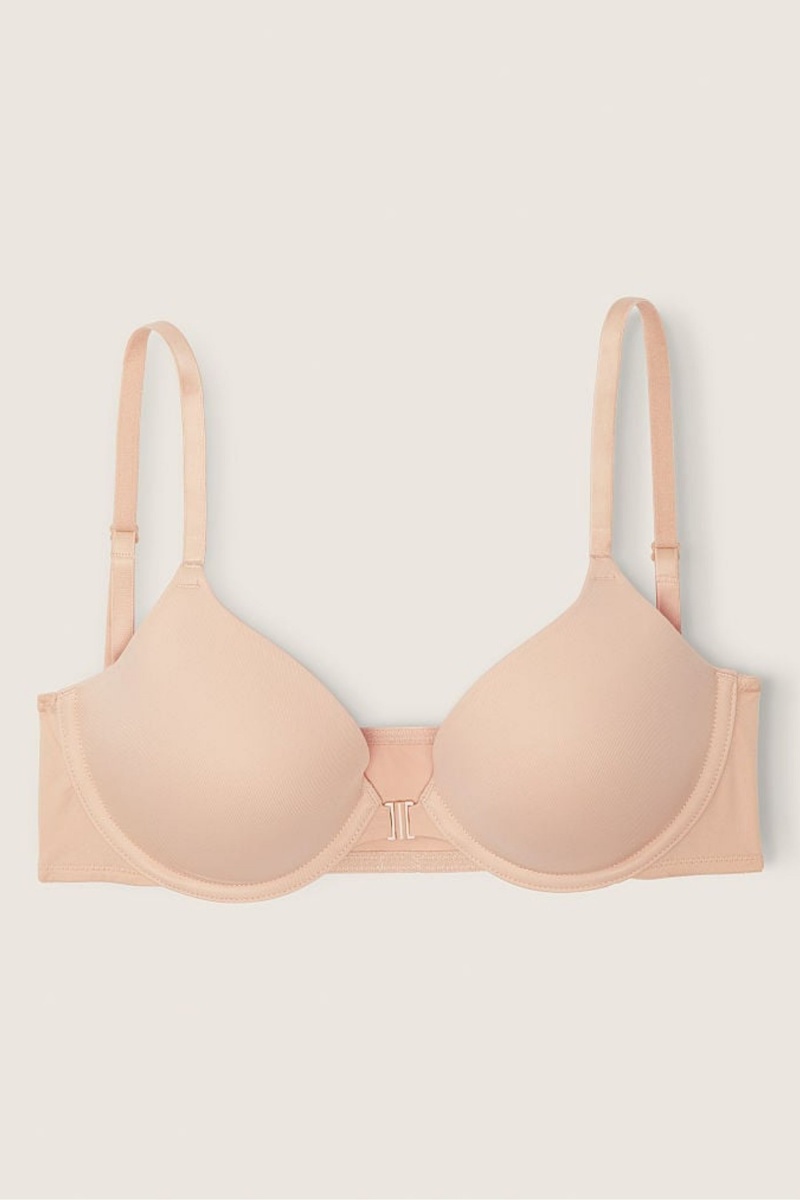 Victoria\'s Secret Wear Everywhere Front Zapinanie Lightly Podsite T-Shirt Bra Béžové | SK-3504NEV