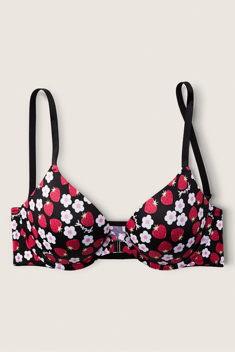 Victoria\'s Secret Wear Everywhere Front Zapinanie Push Up T-Shirt Bra Čierne | SK-5614AFC